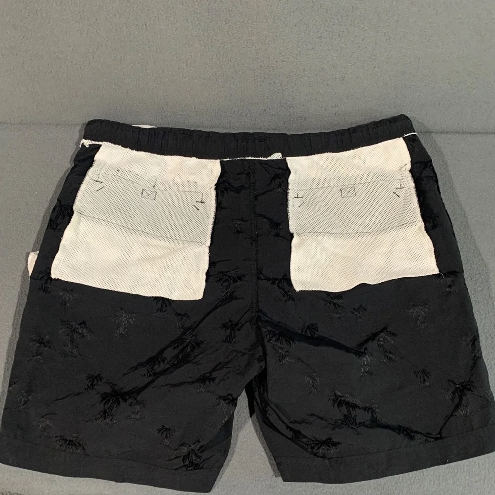 Tommy Bahama Swim Trunks Mens‎ XL Black Palm Jacquard Drawstring